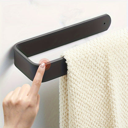 1pc Bathroom Toilet Paper Holder, Self-Adhesive No Drilling Wall Mount, Plastic Tissue Dispenser, Space-Saving Towel Rack For Home Washroom