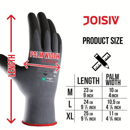 JOISIV 2/6 Pairs of Nitrile-Coated Rubber Gloves Featuring Microfoam Nitrile for a Robust Non-Slip Grip, Ideal for Gardening, Truck Driving, Auto Repairs, Laborers, Home Renovations, And Everyday Tasks.