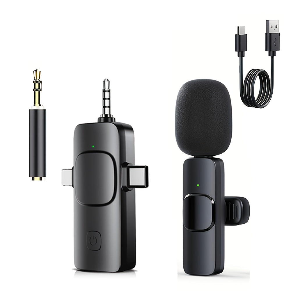 3.5mm Jack 3-in-1 Professional Wireless Lavalier Microphone with Noise Cancelling, Clear Sound, High Sensitivity, 2.4GHz Receiver, Stable Transmission - Ideal for Computers, Cameras, Laptops, Online Teaching, Conferences, Tou