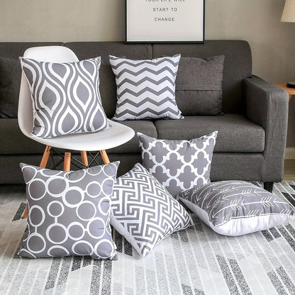 Set of 6pcs, linen blend pillow cover, sofa cushion cover, 45 x 45cm,17.71x17.71inch, six piece set