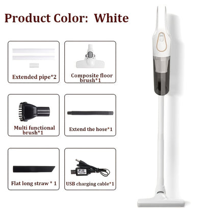 Aspirador portátil sem fios com duas baterias de 2000mAh, carregamento USB e forte sucção - Design leve em ABS, acessórios multifunções para uso interior e exterior, aspirador sem fios, limpeza rápida, cabo ergonómico.