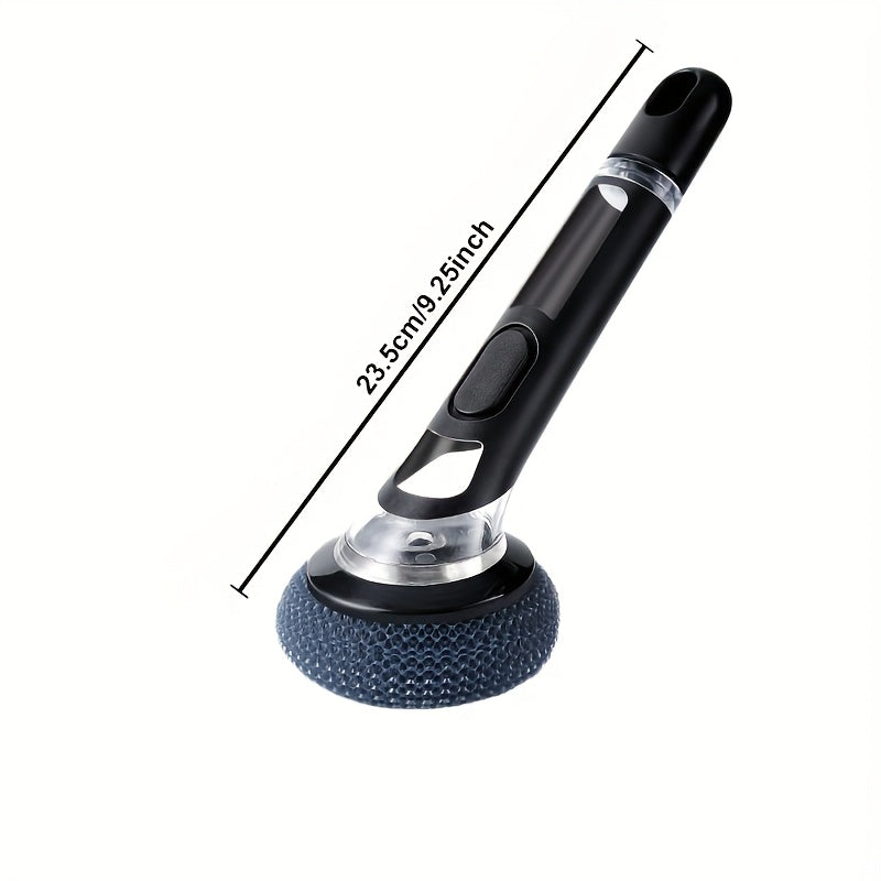 Conjunto de 7 peças de escova de cozinha multifuncional com 6 bolas e dispensador de sabão. Escova de cabo longo não elétrica para panelas, taças e utensílios. Design fácil de usar, recarregável e eficiente.