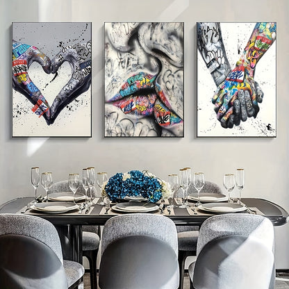 Triple Panel Abstract Art Print L2023-107, Contemporary Style, Frameless Wall Art Decor Set