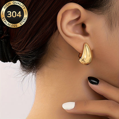 Hypoallergenic High-Quality Stainless Steel Golden Hollow Water Drop Earrings, Fade-Resistant, Comfortable and Versatile, Simple Elegant, Suitable for Daily Wear or Party Fashion Women'S Earrings, Jewelry Accessories, A Delic