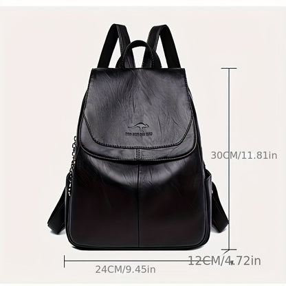 1pc Stylish Soft Women’s Backpack - Large Capacity, Lightweight with Adjustable Straps, Black, Perfect for Daily Commute & Student Use, Travel Backpack