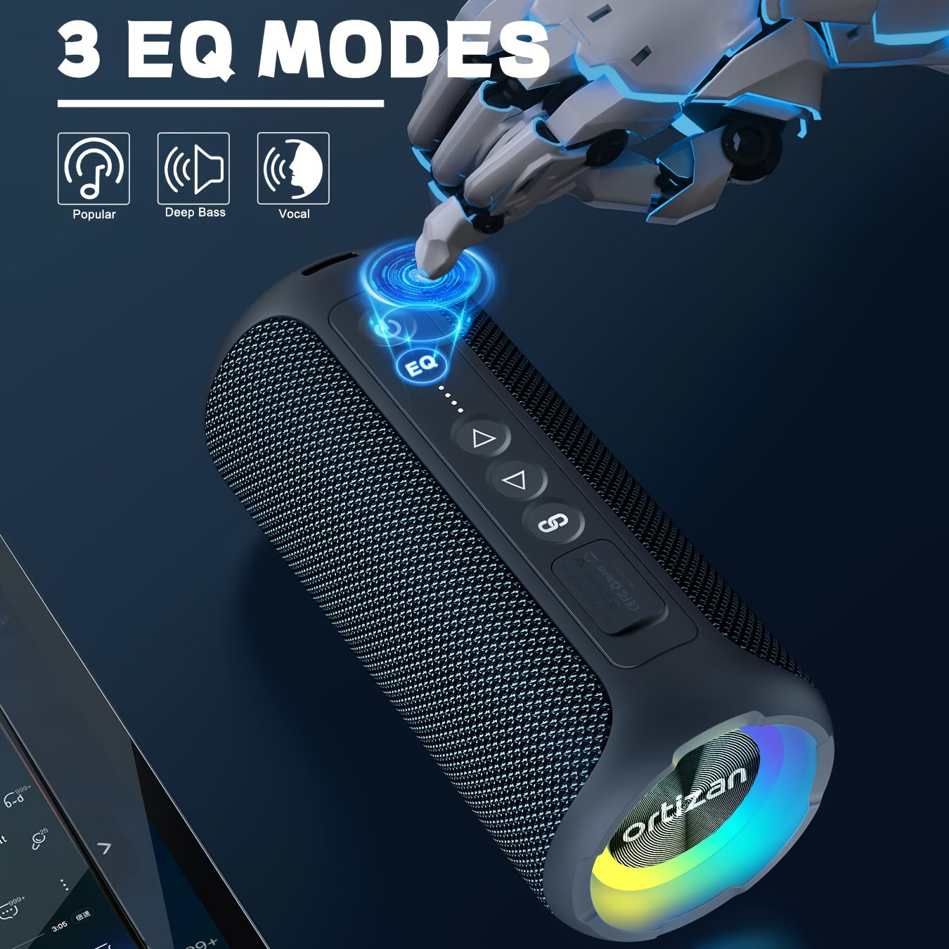 Ortizan 40W PMPO Loud Stereo Portable Speaker,, Wireless Speaker, Shower Speakers Featuring Deep Bass, LED Light, 30H Battery, TF Card, AUX, True Wireless Stereo Speaker Suitable for Both Indoor And Outdoor Use.