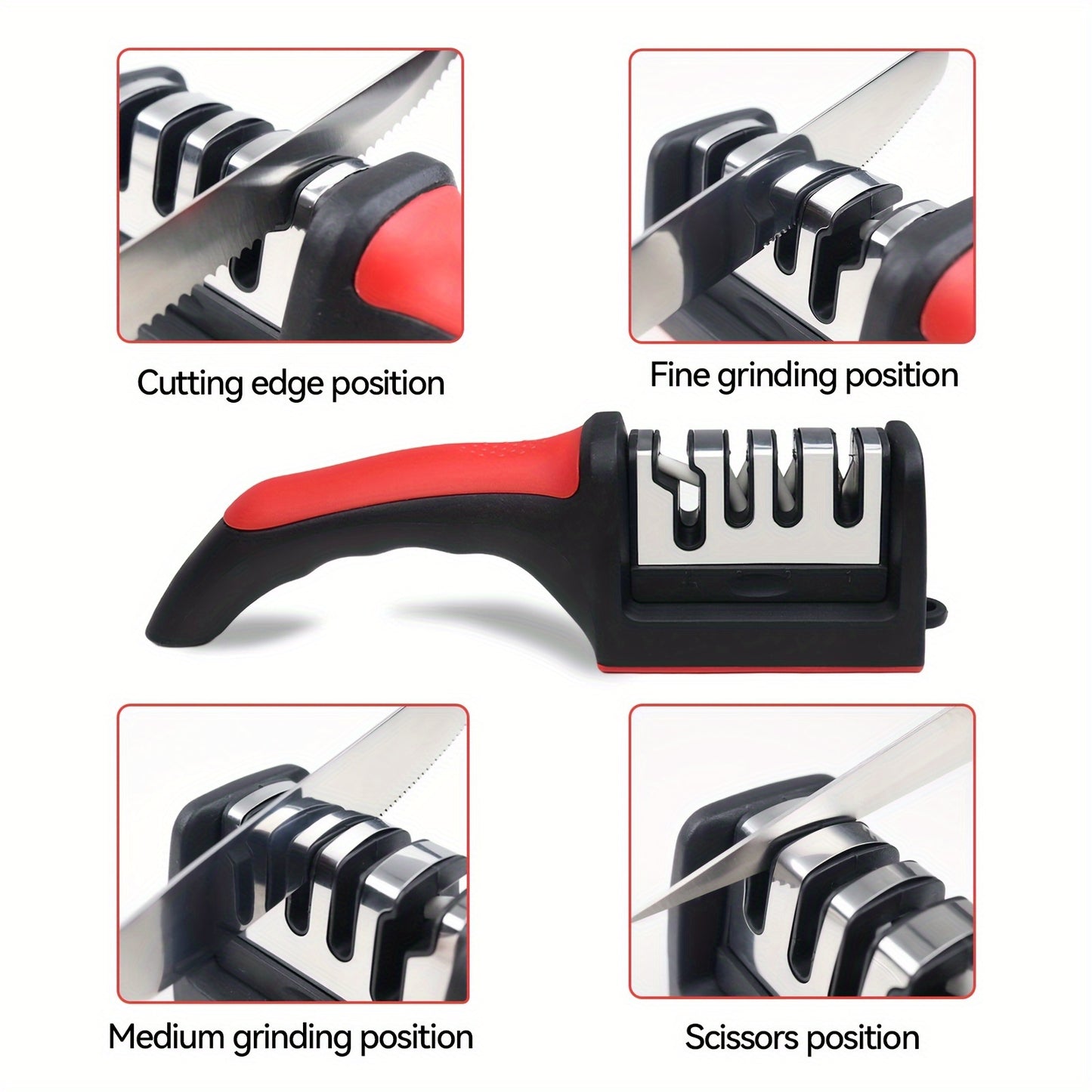4-Stage Professional Knife Sharpener with High-Precision Whetstone, Tungsten Diamond & Ceramic Sharpening Stone - Non-Slip Grip, Fast & Long-Lasting Performance, Ergonomic Design, Durable Construction, Sharpening Stone, Home