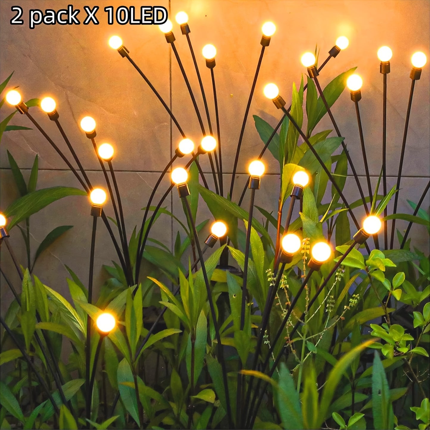 Two Solar Garden Lights, Equipped with 6/8/10 LED Bulbs, Firefly Floor Lights, Outdoor LED Lights, Spherical Garden Decorative Lights for Yard Lighting, Festive Parties, Christmas, Independence Day Dance Illumination to Beaut