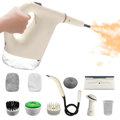 Portable high power handheld steam cleaner, 1300W adjustable temperature and pressure - capacity, maximum temperature 100°C, wide range of cleaning accessories, kitchen, bathroom, furniture and car multi-functional cleaning