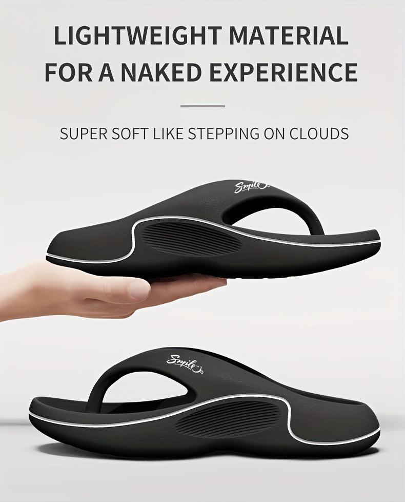 Non-Slip Slip-On Slippers - Heavy-Duty Cushioned EVA Indoor/Outdoor House Shoes, Anti-Slip Sole for Bathroom, Pool, Gym, Patio - Lightweight & Easy-Clean Unisex Adult Slippers (Black) - Ideal for Home, Hotel, Spa Use
