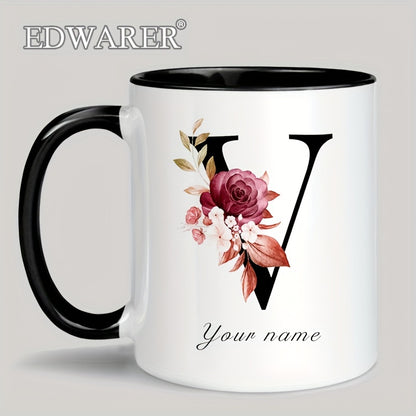 1pc A-Z Letter Custom Personalized Coffee Mug, Water Cup, Photo Text Ceramic Mug 11oz, Graduation Appreciation Thank You Holiday Birthday Gifts, Valentine's Day, Christmas, Birthday, Anniversary Mug Gift, Drinkware For Restau