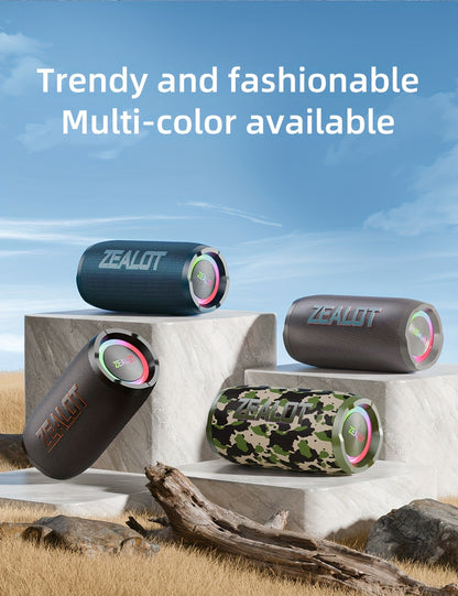 ZEALOT S76 50W Wireless Speaker, Outdoor Portable with RGB Lighting, 8-Hour Playtime, Supports Phone, Tablet, PC, TV. SD, USB, AUX, Dual Pairing Function, Suitable For Car, Camping, Beach, Party