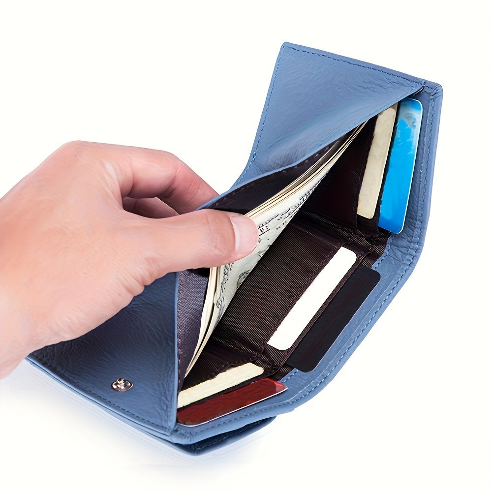 Women's Mini Wallet, Faux Leather Snap Button Coin Purse, Solid Coin Pockets, For Everyday