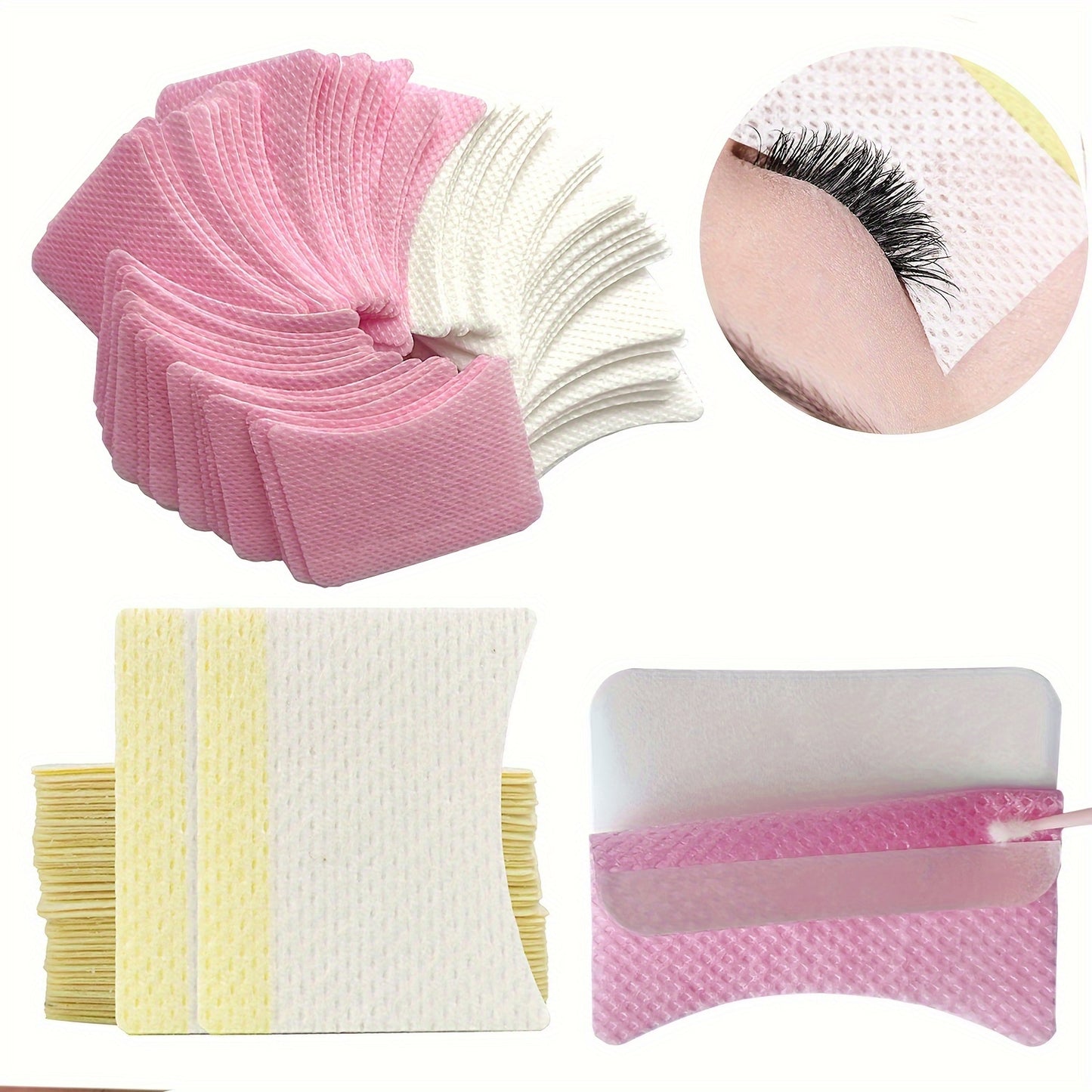 Disposable Eyelash Extension Pads, Non-Waterproof Unscented Tape Sticker for Lash Perming, Tinting, Glue Removal, Fabric Compatible Makeup Beauty Grafting Tools
