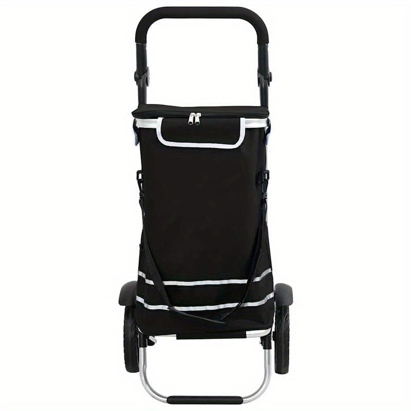 Outdoor shopping cart, shopping trolley with wheels and adjustable handle, black, 40L, durable and suitable for outdoor use, Shopping Trolley with Wheels And Bag, Large Shopping Cart with Wheels, Trolley Bags for Shopping, Fo