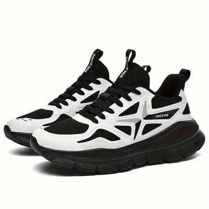 Men's Breathable Sneakers - Stylish Solid Color, Shock-Absorbing for Running and Casual Wear, Durable & Comfortable