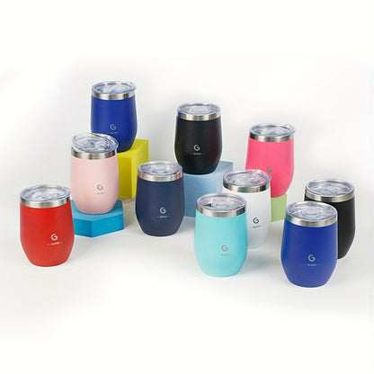 15oz Stainless Steel Travel Mug with Dual-Wall Vacuum Insulation, Leak-Proof Lid & Handle, 300ml, Personal Coffee Cup for Running, Gym, Office, Commuting - Dishwasher Safe, Hand Wash Only, No Battery Needed, Coffee Travel Mug