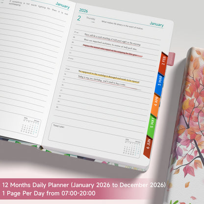 1pc Dzhzal Elegant Floral - Planner with Monthly View, Daily Organizer, Banded Elastic Closure, Pen Loop, Inner Pocket - Compact A5 Notebook (14.48x21.08cm) for Professionals, Students, Personal & Office Use - Perfect Gift Id
