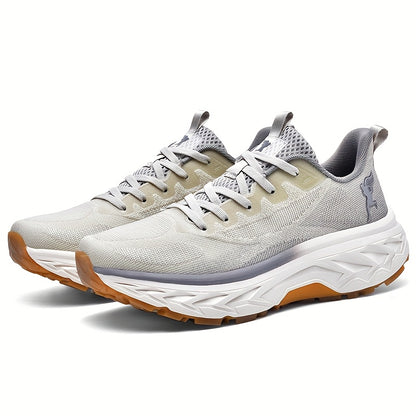 Men's All-Season New Sports Shoes, MD Soft Sole, Breathable Fabric Mesh Upper, Lightweight Design, Thickened Outsole, Fashion Trendy Running and Travel Hiking Camping Footwear