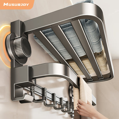 A Multifunctional Foldable Towel Rack with 1 Suction Cup, Including 2 Bases And 7 Hooks, a Space-Saving Towel Storage Rack, Suitable for Bathrooms And Balconies, Gray in Color, No Drilling Required to Change Its Position, Tow