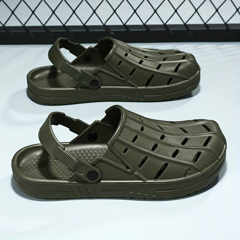 Men's Fashionable Breathable Oversized Clogs - Casual Slip-On Beach & Garden Sandals, EVA Material