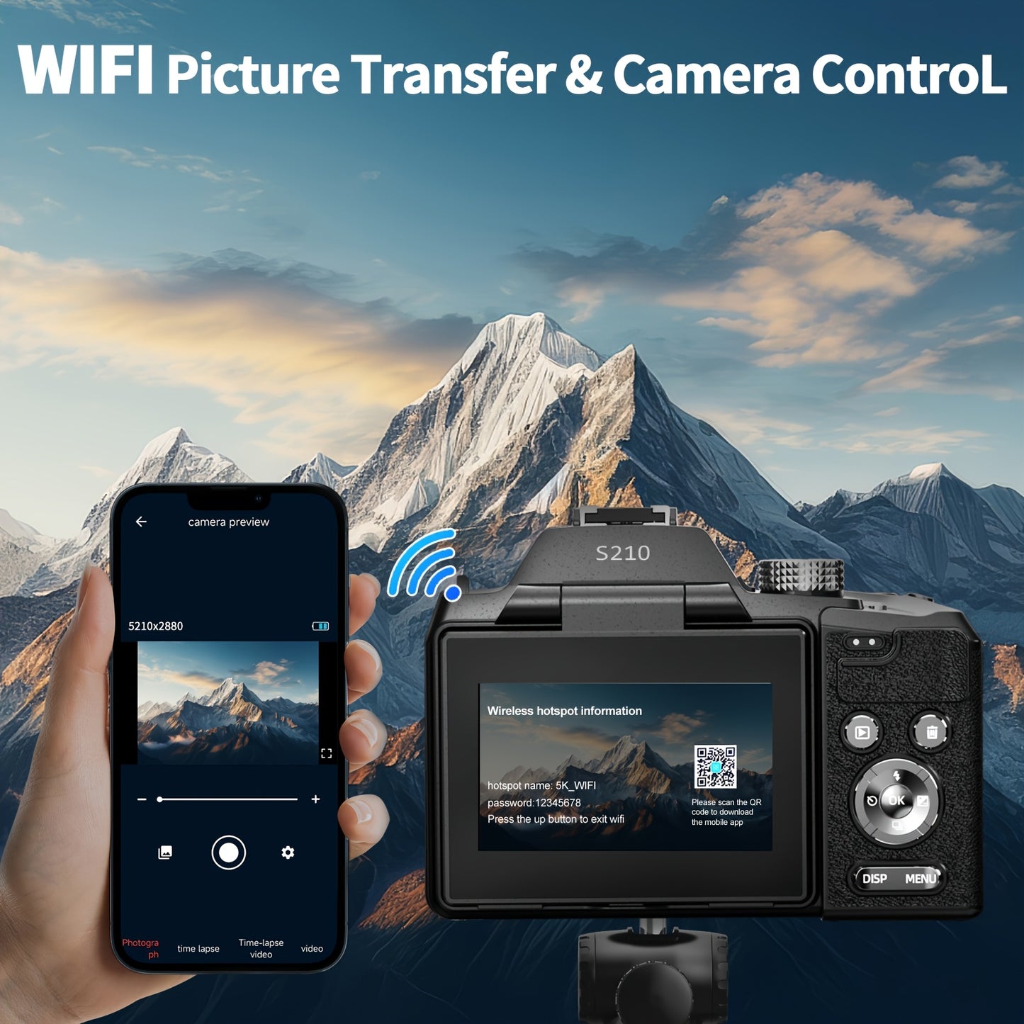 NBD 5K&64MP Digital Cameras for Photography, 16X Optical Zoom Camera with WiFi & App Control, Vlogging Camera with 180°Flipable 3-inch Screen, 2 Batteries, Camera Strap&32GB Card, Lightweight Camera, Wifi Camera, Camera For
