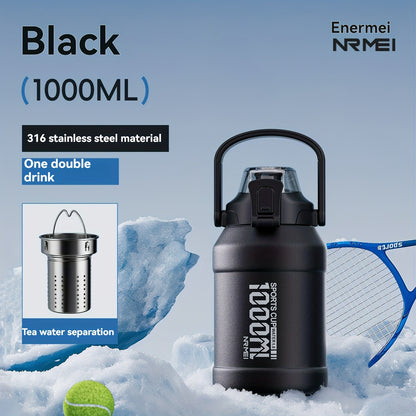 NRMEI Insulated Water Bottle with Straw, Double-Wall Vacuum Stainless Steel Thermos with Handle, Perfect for Sports and Gym Use