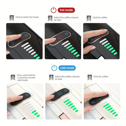 Máquina de Café HiBREW 5 em 1: Espresso, Cappuccino, Latte, Café Coado, Cápsulas e Café Moído com Cápsulas ESE/NS/DS/K-Cup, Sistema de 1450W, Funcionamento Semi-automático, Ficha Europeia (220-240V), Máquina de Café, Café Expresso