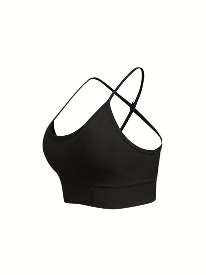 3 pcs Breathable Criss Cross Sports Bra for Women - Sleeveless Yoga Crop Top with Adjustable Straps - Perfect for Fitness and Activewear