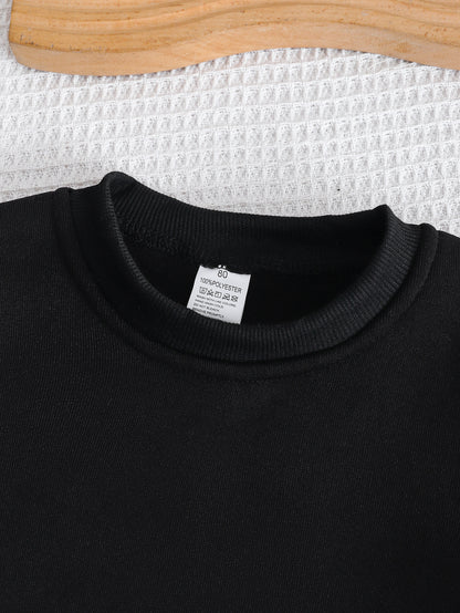 Boys' Autumn/Winter New Three-Piece Set with Mickey Mouse Classic Cartoon Print Long-Sleeve Round Neck Hoodie and Zip-Up Sleeveless Top, Matching Printed Sweatpants - Fleece-Lined Thickened Warm Comfortable Outfit for Parties