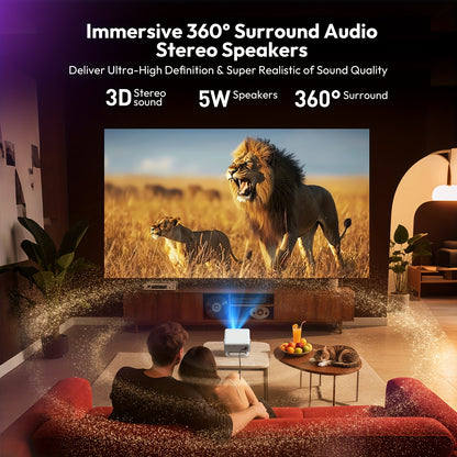 XGODY Gimbal N6Pro Smart Beamer, 700ANSI Brightness Native 1920*1080 And Support 4K Full HD 1GB RAM+32GB ROM Storage Rotation Portable Projector, with WhaleOS System And WiFi 6, Portable Projector, Projector for Phone, Projec