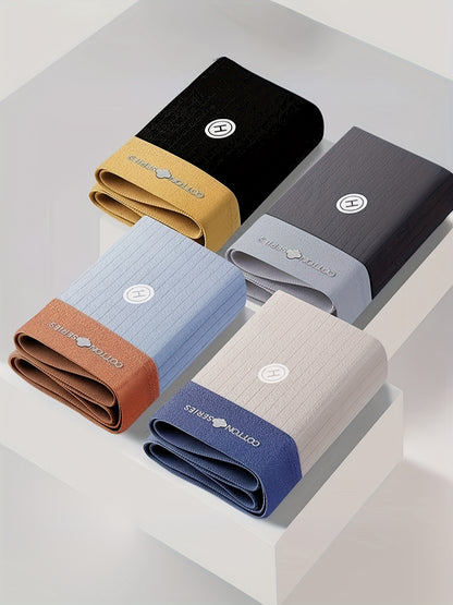 4pcs Men's Underwear, Cotton Breathable Soft Comfy Skin-friendly Stretchy Boxer Briefs Shorts, Perfect For Everyday Wear