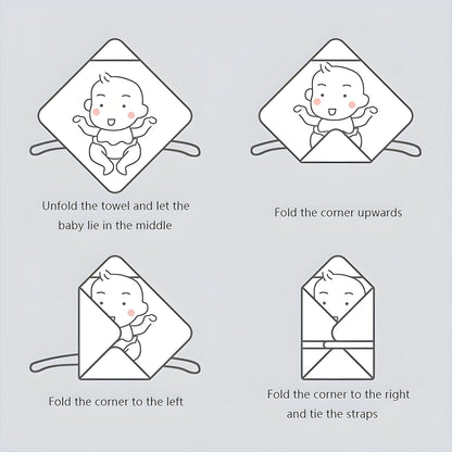 Baby Bath Towel, Swimming Hooded Cape, Cute Kids Beach Bag, Coral Fleece Quick-Dry Towel, Baby Beach Towel, All-Season Use