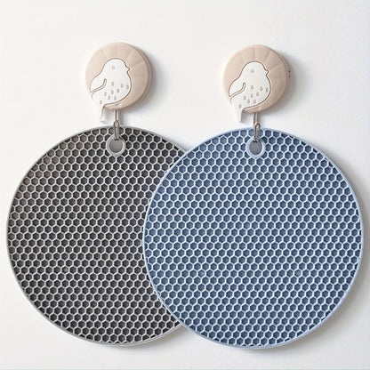 1/4pcs Round Honeycomb Silicone Placemat 17.02 Cm, Heat Insulation Pad, Non-slip Pot Holder, Easy To Clean And High Temperature Resistant Table Mat, Tabletop Protection, Home Kitchen Dining Table Decor