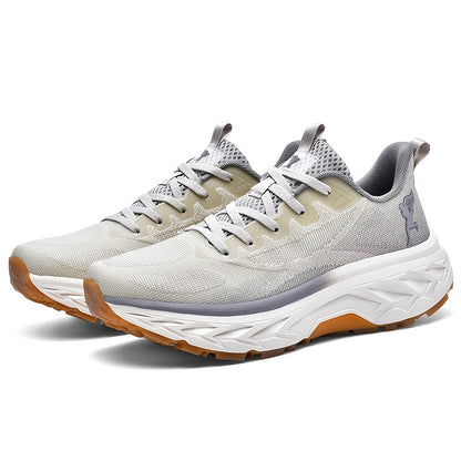 Men's All-Season New Sports Shoes, MD Soft Sole, Breathable Fabric Mesh Upper, Lightweight Design, Thickened Outsole, Fashion Trendy Running and Travel Hiking Camping Footwear