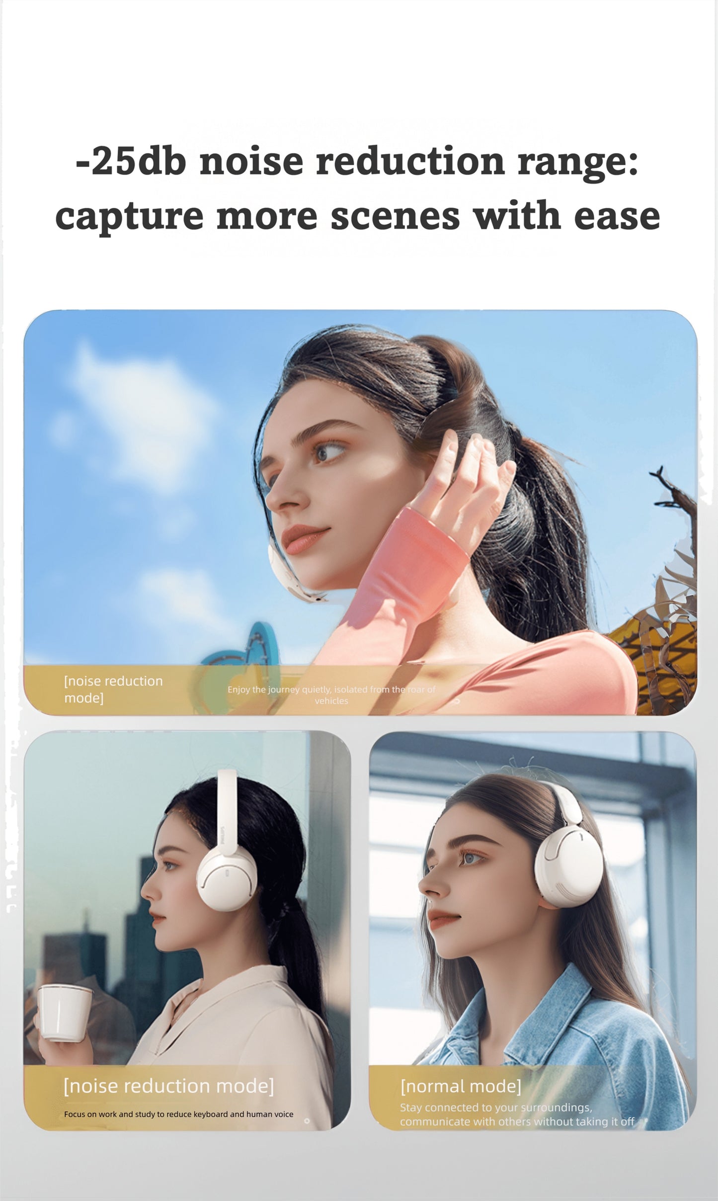 For Philips Wireless Over-Ear Headphones with ANC Noise Cancelling, 35-Hour Playtime, Foldable & Lightweight BT 5.4, USB-C Charging, High-Resolution Audio, Microphone, Heavy Bass - Ideal For Travel, Office, Mobile Phone, Comp
