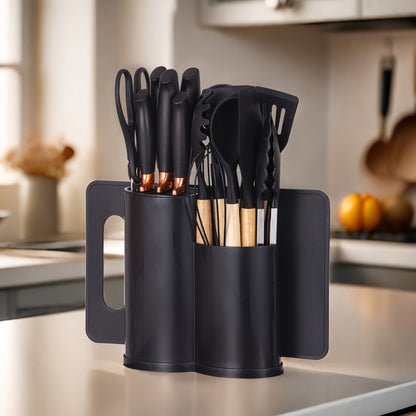 19pcs Black Silicone Kitchen Set, Non-Slip, Heat-Resistant, Durable & Easy-Clean Tools for Cooking, Baking, And Food Preparation, Perfect for Professional And Home Kitchens, Safe for Non-Stick Cookware, Long-Lasting And Pract