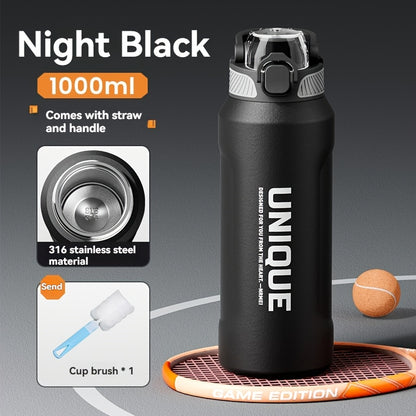 32oz nRMEi Insulated Stainless Steel Water Bottle with Pop-Up Lid, Handle & Straw - 316 Stainless Steel, BPA-Free, 4-Season Hot/Cold Retention, Large Capacity for Outdoor, Travel, Everyday Use, Insulated Water Bottle, Sleek M