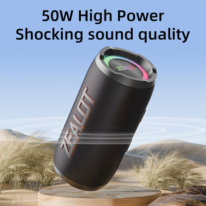 ZEALOT S76 50W Wireless Speaker, Outdoor Portable with RGB Lighting, 8-Hour Playtime, Supports Phone, Tablet, PC, TV. SD, USB, AUX, Dual Pairing Function, Suitable For Car, Camping, Beach, Party