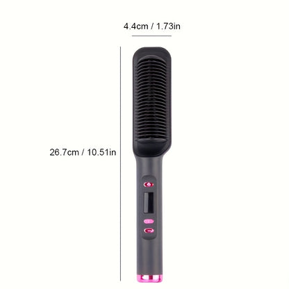 2-in-1 Straightening & Curling Hair Styler Comb - Fast, Portable with European Plug (220V) for Professional Salon & Home Use