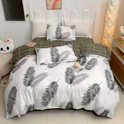 Four Seasons Four-Piece Set of Active Print Fabric, 1pc Quilt Cover Without Quilt Core, 1pc Bed Sheet, 2pcs Pillowcase Without Pillow Core, Comfortable, Soft, Breathable, Active Print Fabric, Suitable for Dormitory, Living Ro