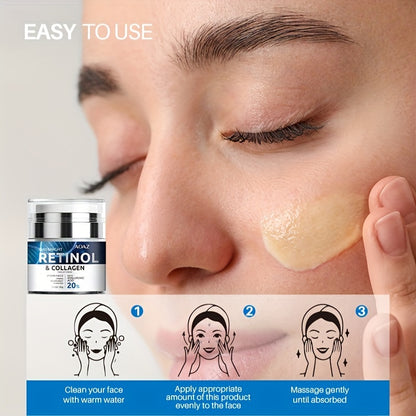 50ml/1.7oz Retinol Moisturizing Cream, Hypoallergenic, Enriched with 20% Retinol, Collagen, Hyaluronic Acid, Vitamins A.B.C.E, for All Skin Types, to Achieve Youthful, Hydrated Skin