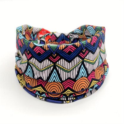 1pcs Stylish African Printed Boho Headband for Women - Stretchy Yoga Running Turban Hair Accessory