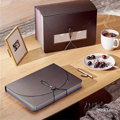 1pc 25 Pockets File Folder Organizer, Expandable Plastic Filing Box, Paper/Document/Receipt Organizer Folders (A4/Letter Size) Art Supplies Folder Multi-Purpose Standing Folder for Office School Home