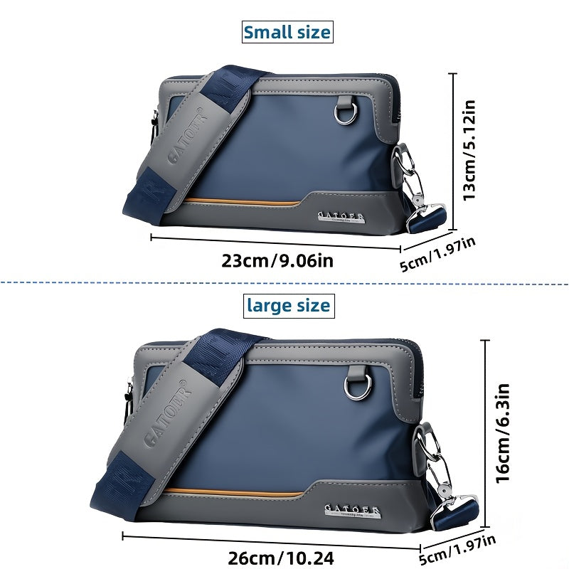 Men's Luxury Multi-Functional Handbag & Wallet in One - Dark Navy Blue/Black with Golden-Tone Hardware, Soft Silky Texture, Golden-Tone Hardware, Zipper Closure & Detachable Strap - Travel, Commute, Formal & Everyday Use - Id