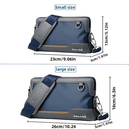 Men's Luxury Multi-Functional Handbag & Wallet in One - Dark Navy Blue/Black with Golden-Tone Hardware, Soft Silky Texture, Golden-Tone Hardware, Zipper Closure & Detachable Strap - Travel, Commute, Formal & Everyday Use - Id