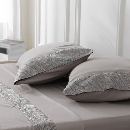 Luxury jacquard Bed Sheets Set 40.64cm deep pocket - 4pcs Bedding - Shrinkage and Fade Resistant - Easy Care 1flat+1fitted+1/2pillowcase