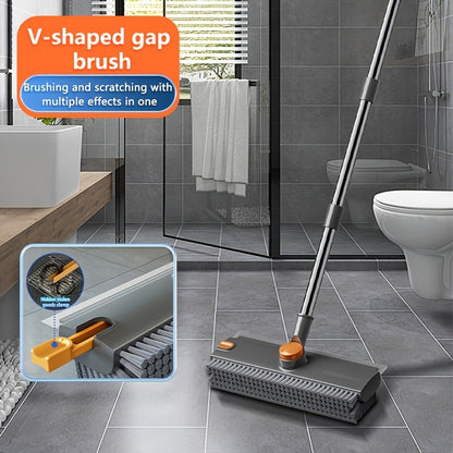 Heavy-Duty Floor Scrub Brush with Long Handle - Stainless Steel & Plastic Construction, Rotating Head for Efficient Cleaning of Floors, Carpets, Walls, Patios, Bathrooms - Durable Multi-Surface Brush for Hardwood, Tile, Linol