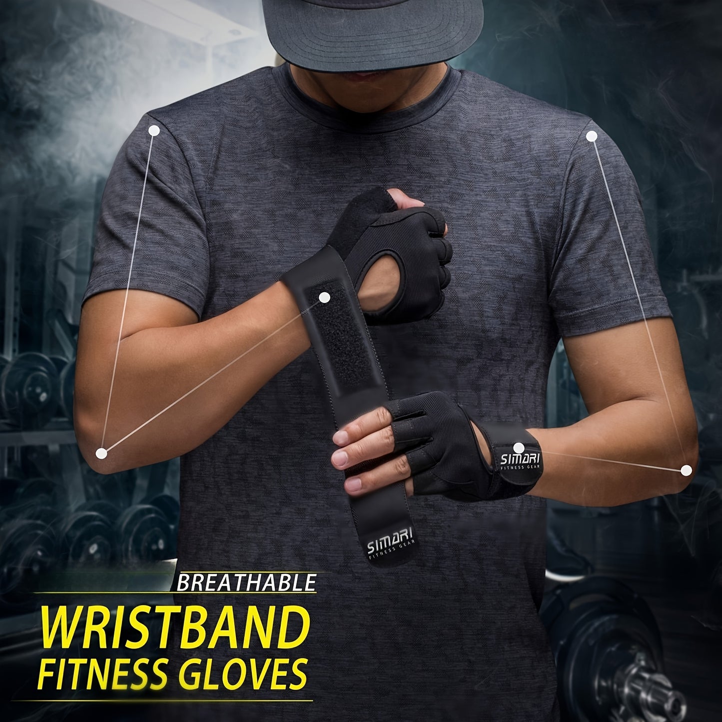 1 Pair of Fitness Gloves with Wrist Wrap Support and Full Palm Coverage, Extra Fitness Grip, Suitable for Weightlifting, Training, Hanging, Pulling, Fitness Sports Gloves, Suitable for Men and Women Outdoor Sports and Indoor