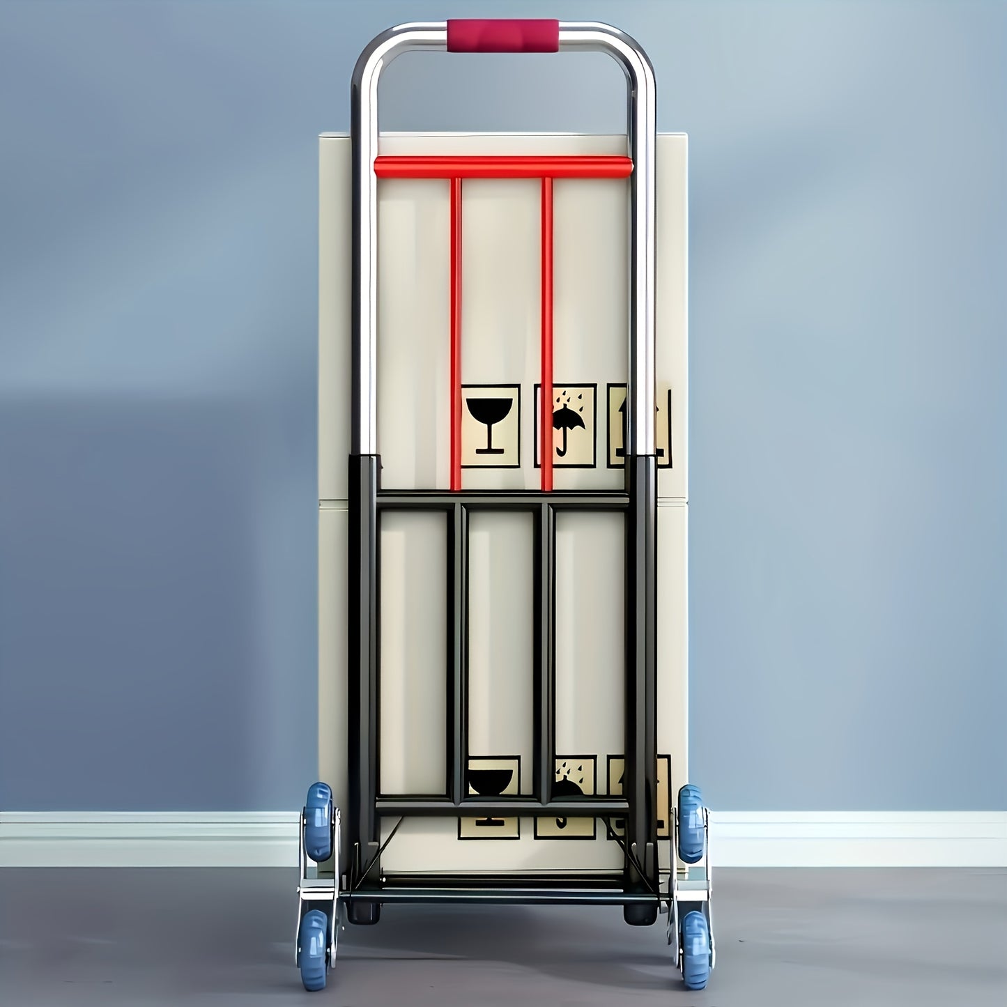 1pc Heavy-Duty Folding Hand Truck with Stair-Climbing Wheels, Compact Folding Cart, Heavy Load Capacity, for Home, Warehouse, Grocery Shopping, Moving - Space-Saving Design